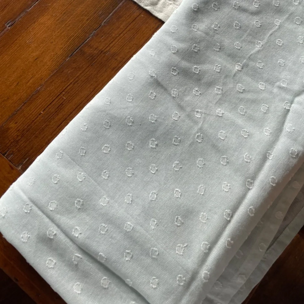 100% cotton Pale light blue polka dot window or shower curtain